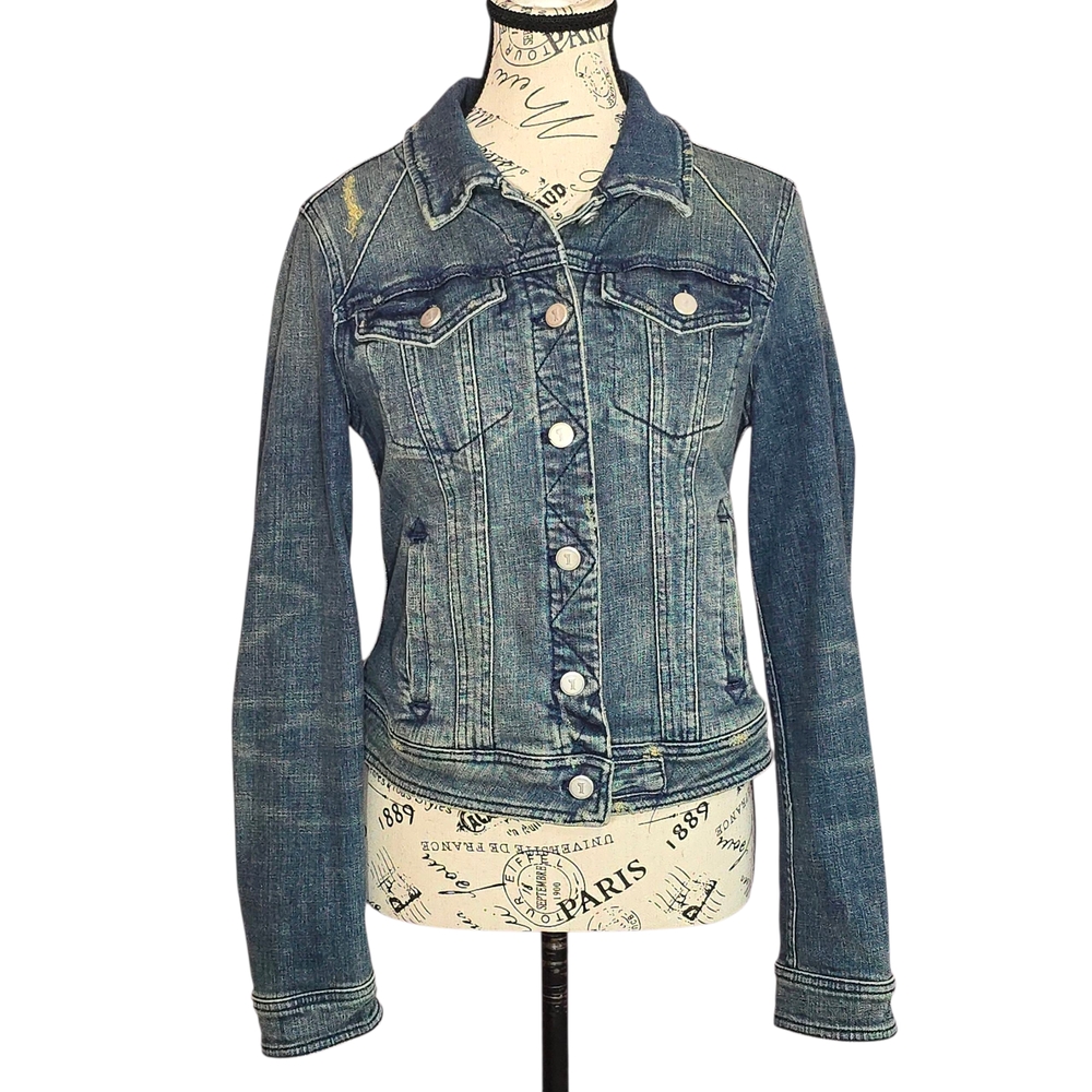 Anthropologie Pilcro and the Letterpress Cropped Blue Denim Jacket M